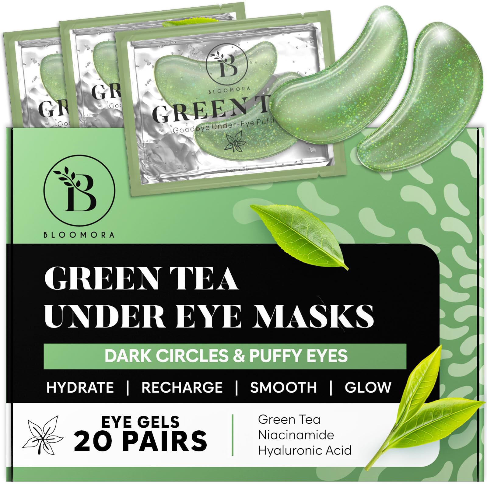 BLOOMORA front packaging showing 20 pairs and product benefit