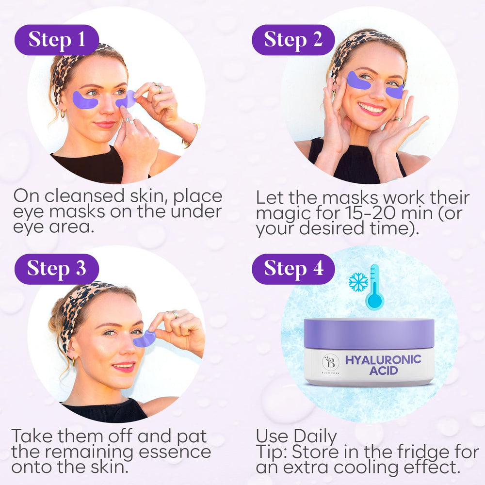 BLOOMORA label closeup revealing hyaluronic-focused ingredient benefit