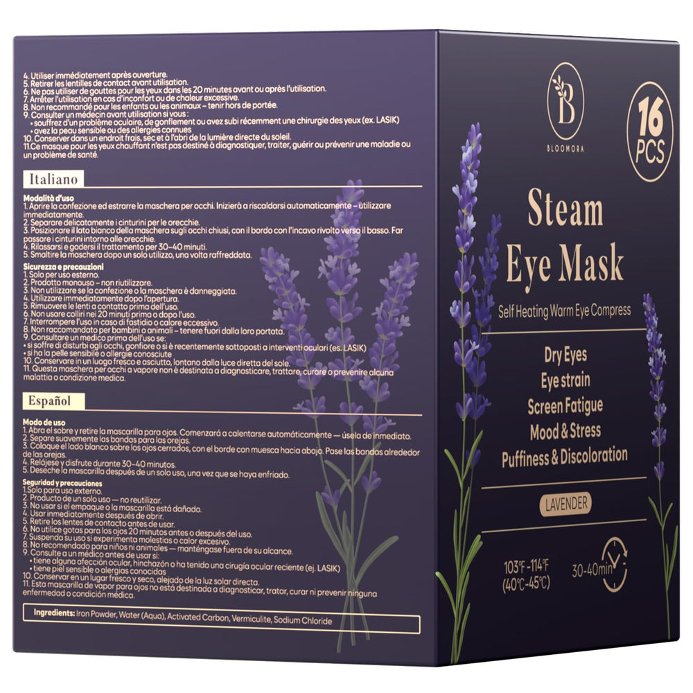 BLOOMORA lavender sprigs beside mask highlighting calming scent