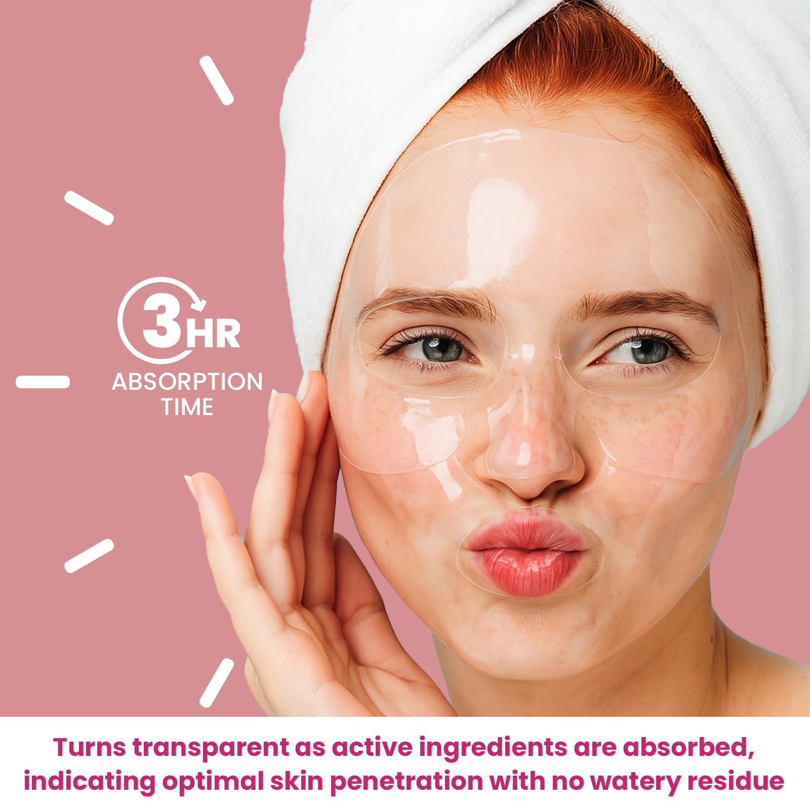 BLOOMORA mask held in hand for scale to show 34g hydrogel size