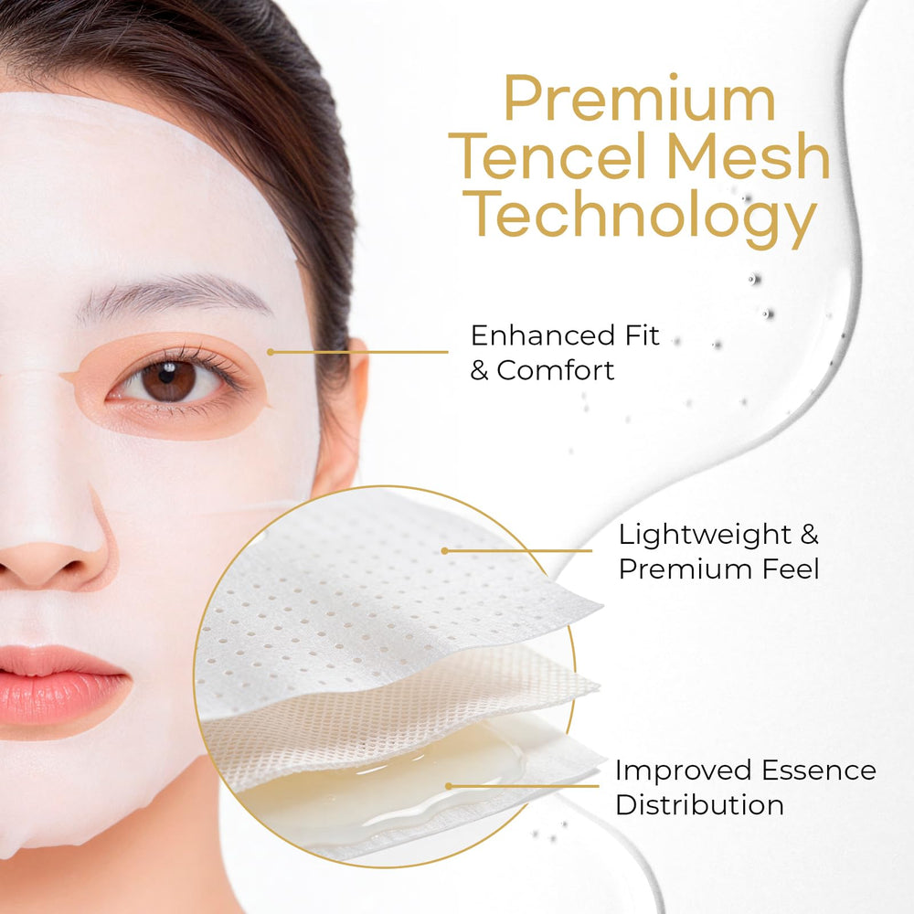 BLOOMORA model wearing sheet mask demonstrating even coverage