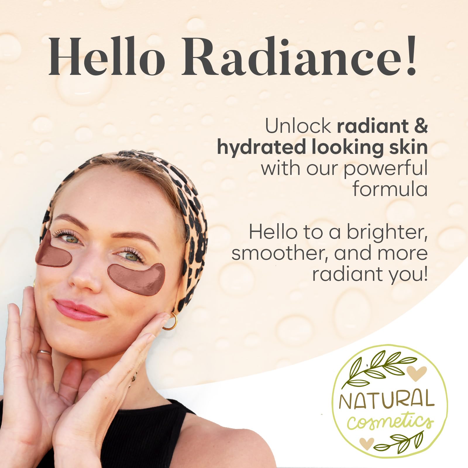 BLOOMORA serum texture on fingertip showing glossy hydrating formula