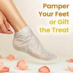 BLOOMORA woman wearing booties relaxing and hydrating feet