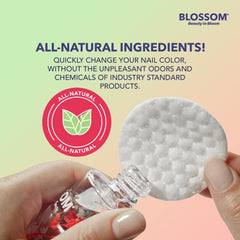 Hand holding 2oz Blossom bottle to show compact travel-friendly size