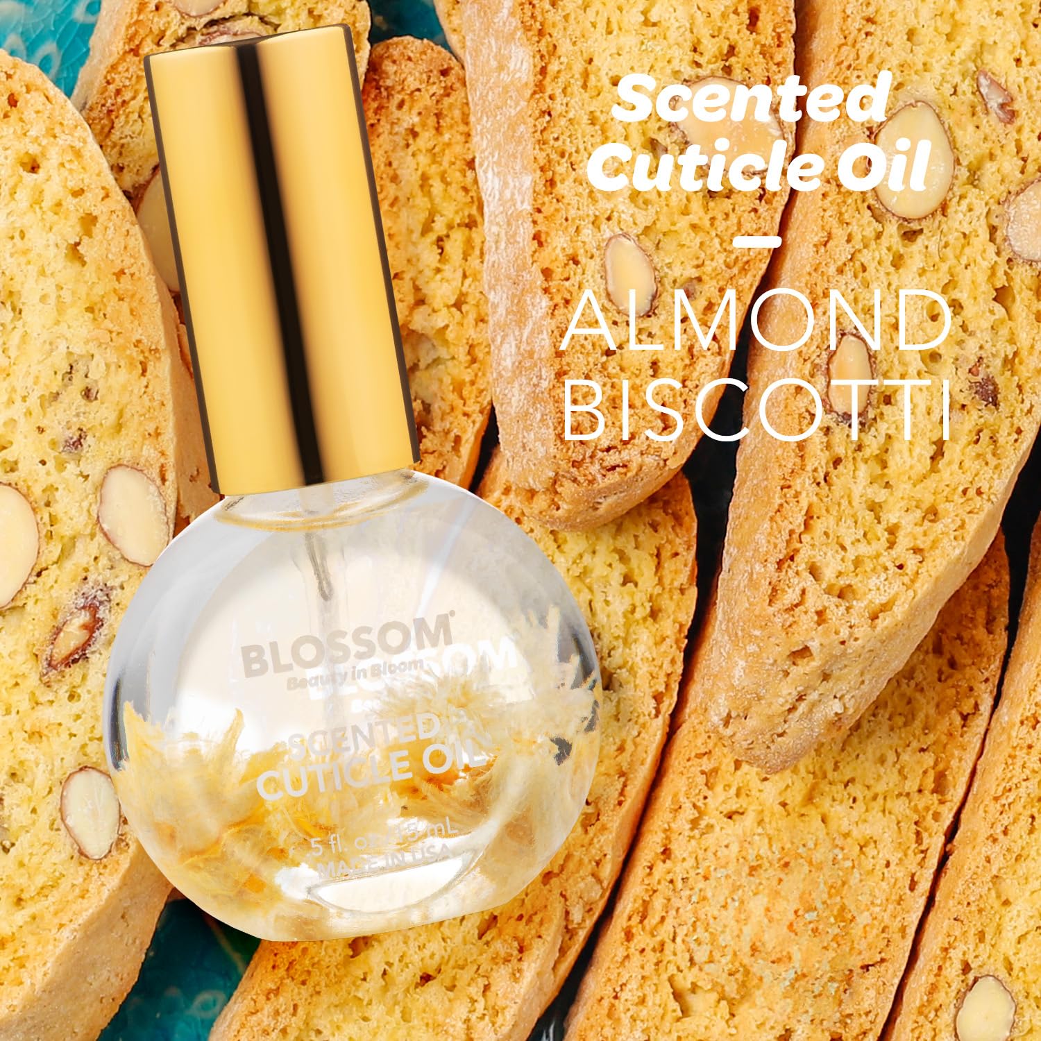 Blossom dried flowers visible inside bottle, decorative element adds charm to routine