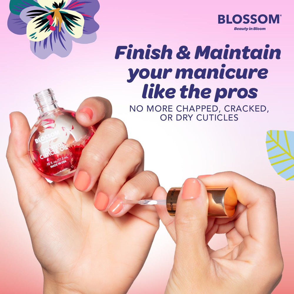 Blossom 0.5 fl oz bottle held in hand illustrating travel-friendly size and convenience