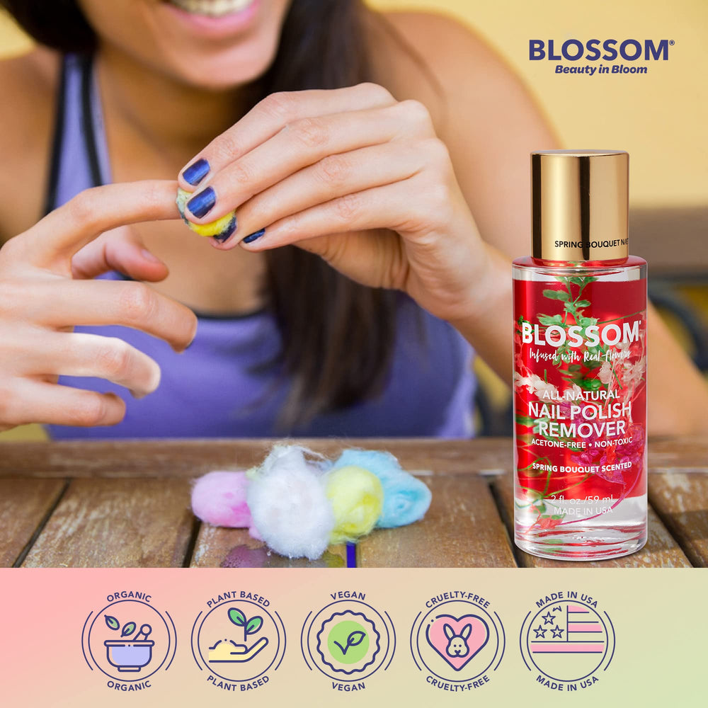 Using Blossom remover on a cotton pad to gently remove nail polish