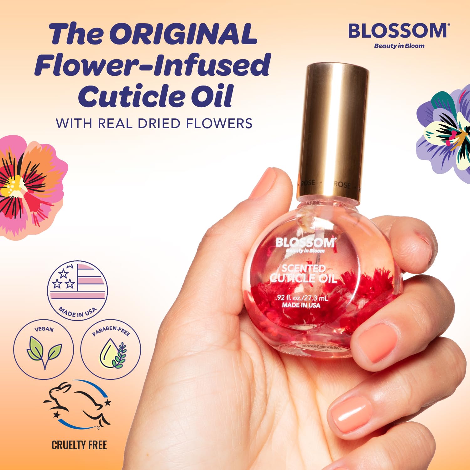 Blossom dropper dispensing oil demonstrating controlled application benefit