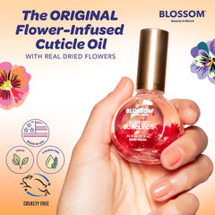 Blossom dropper dispensing oil demonstrating controlled application benefit