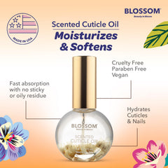 Blossom label and ingredients list highlighting natural and cruelty-free benefit