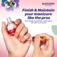 Blossom rose cuticle oil before and after cuticles showing improved softness
