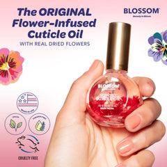Blossom rose cuticle oil roller applicator detail for precise, mess-free use