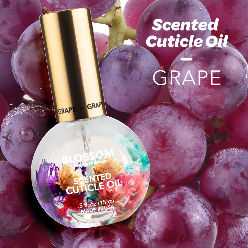 Blossom grape dropper application on fingertip demonstrating easy precise oil use
