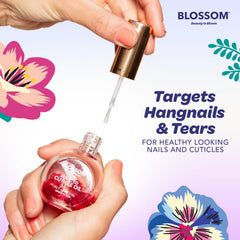 Blossom grape nail scale comparison showing compact 0.5 fl oz bottle portability benefit