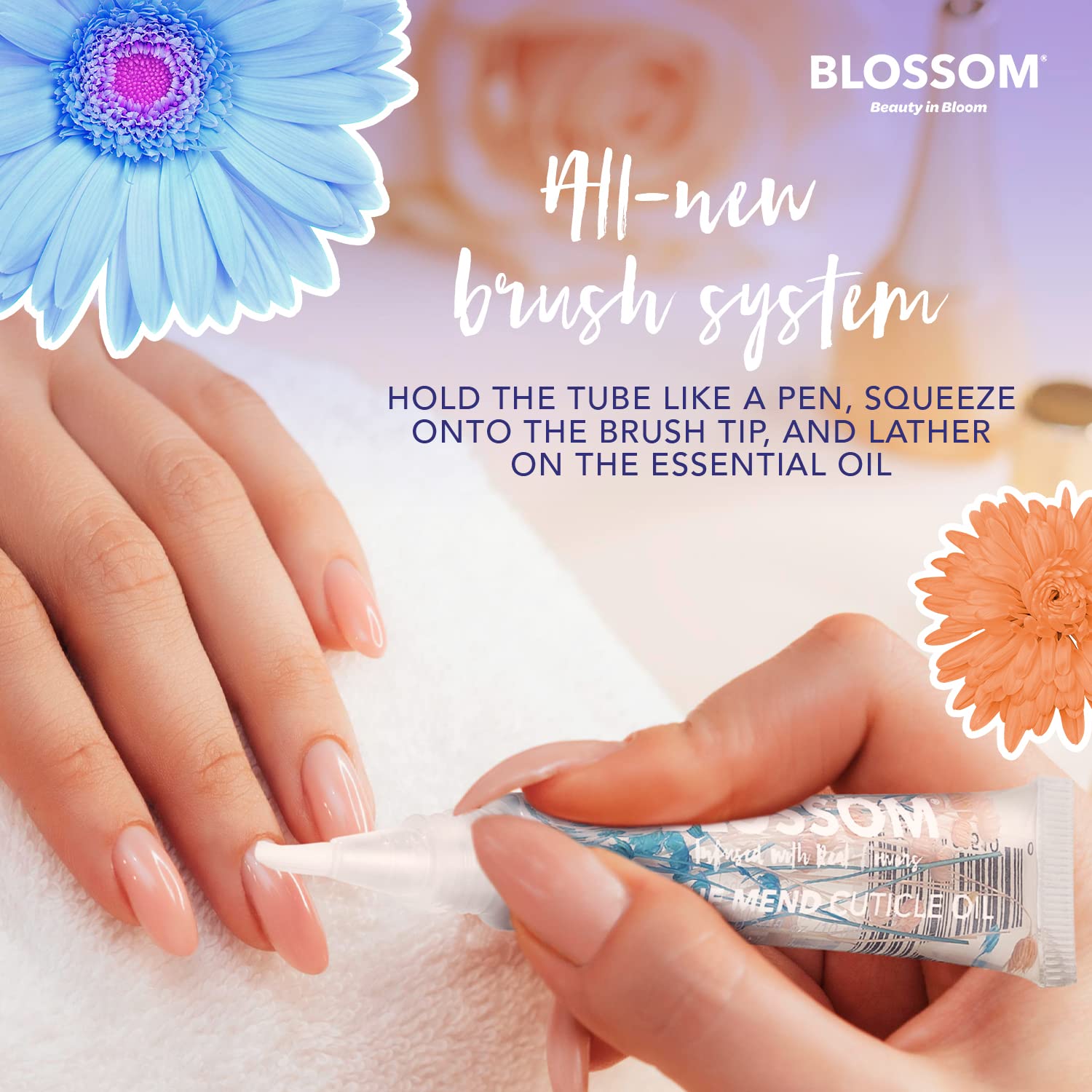 Blossom ingredients label highlighting cruelty-free, paraben-free benefit