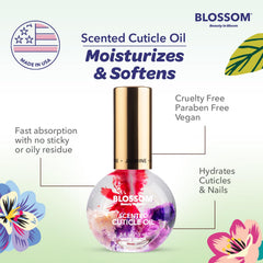 Blossom clear label and ingredient list indicating natural, cruelty-free formula