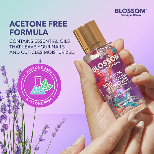 Close-up of real lavender blossoms inside Blossom bottle highlighting botanical inclusion
