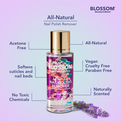 Blossom 2oz bottle beside common objects to show compact travel-friendly size