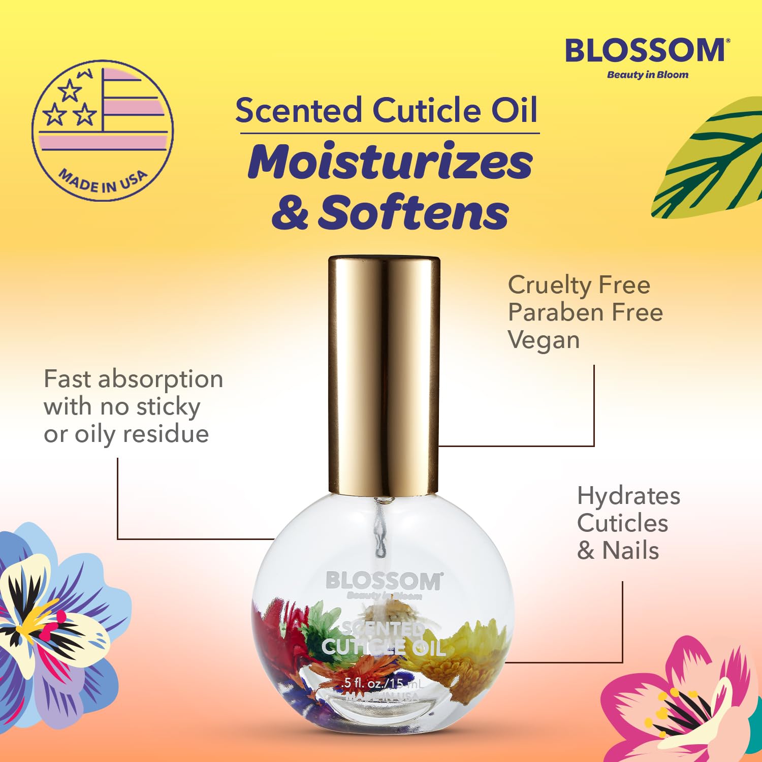 Blossom bottle beside makeup bag lifestyle shot for easy daily use