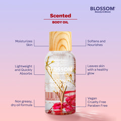 Blossom bottle held in hand to show 2 fl oz travel-friendly size