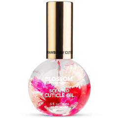 Blossom bottle front view showing strawberry scent and real flowers benefits