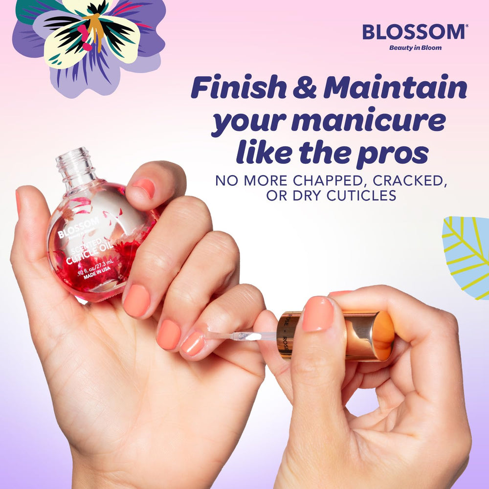Oil texture on skin showing Blossom nourishment and quick absorption