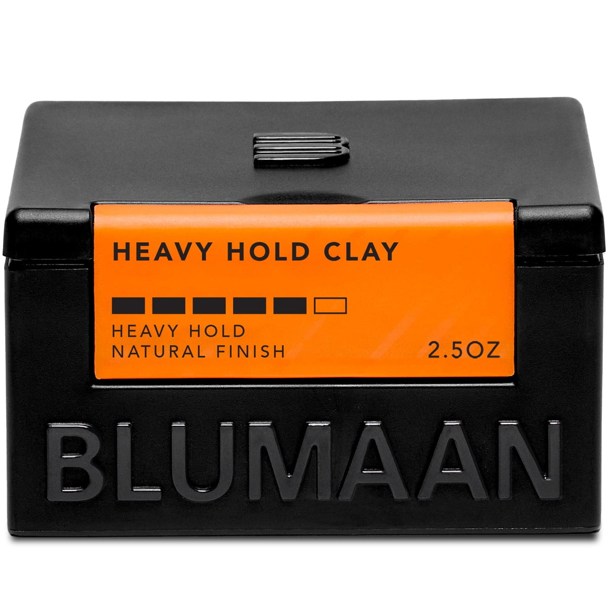 BluMaan jar front view showing product and branding benefit of strong hold