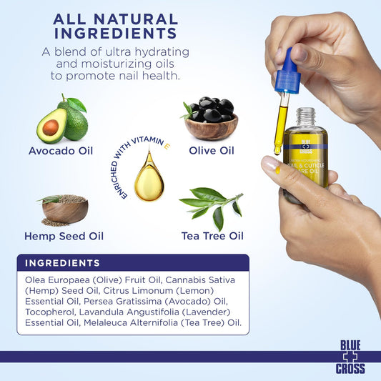 Blue Cross dropper applying oil to a nail bed for easy daily use