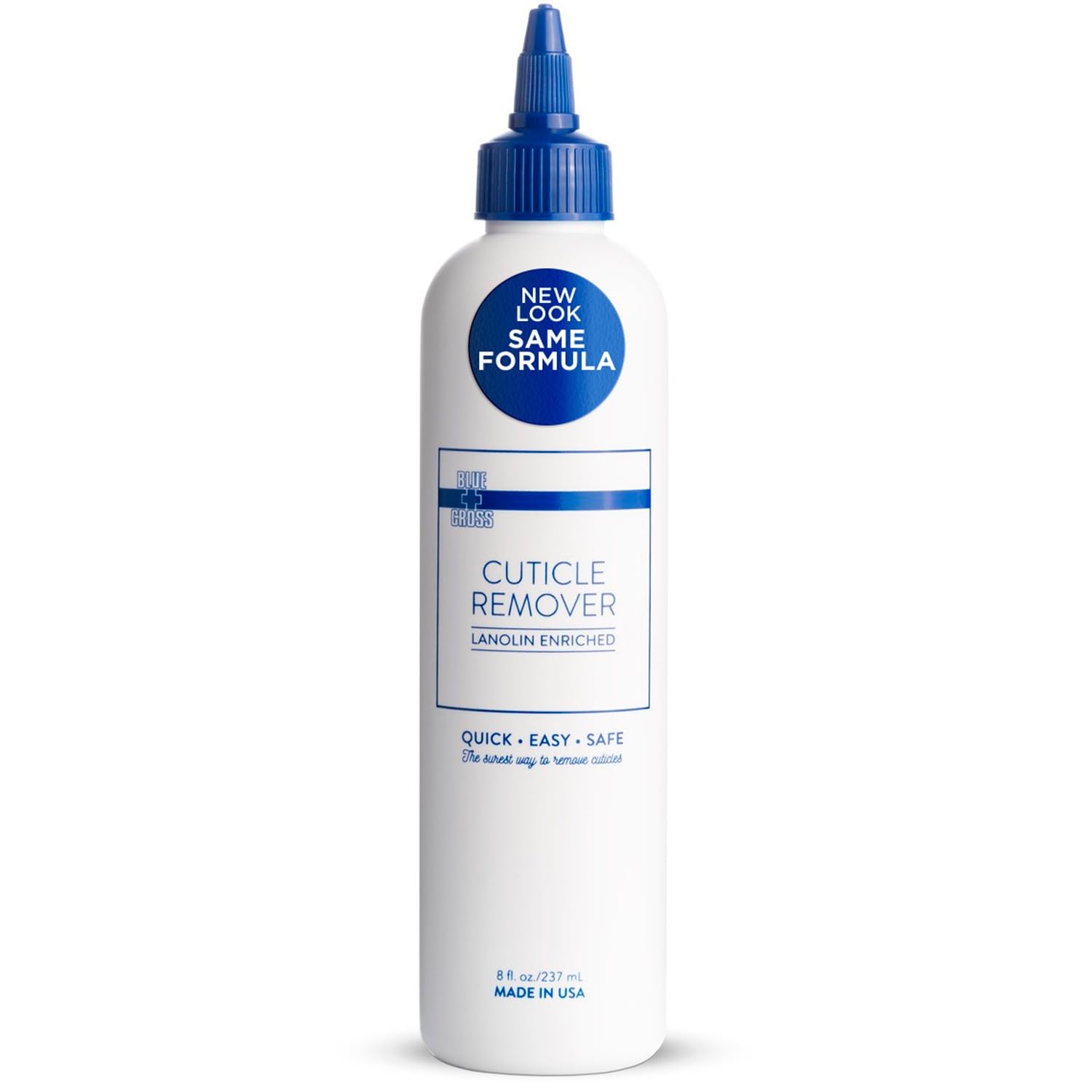 Blue Cross front bottle showing label and volume, clear professional presentation