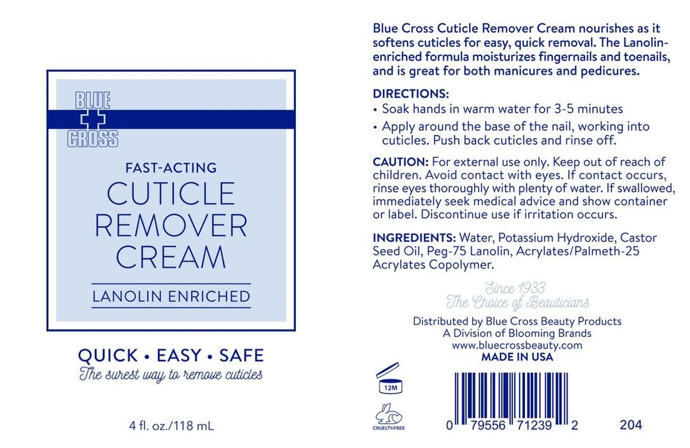 Blue Cross packaging label highlighting made in USA professional care