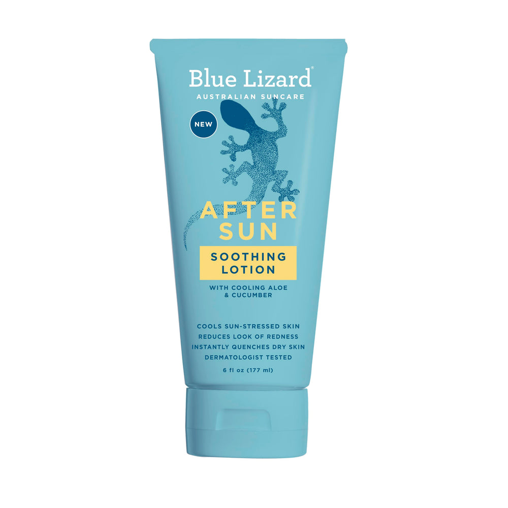 Blue Lizard front packaging showing cooling after-sun lotion benefits