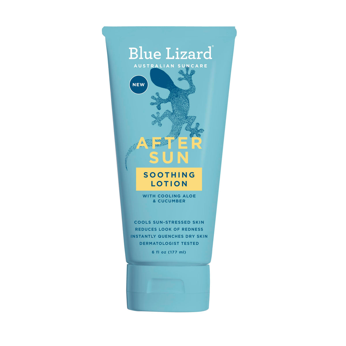 Blue Lizard front packaging showing cooling after-sun lotion benefits