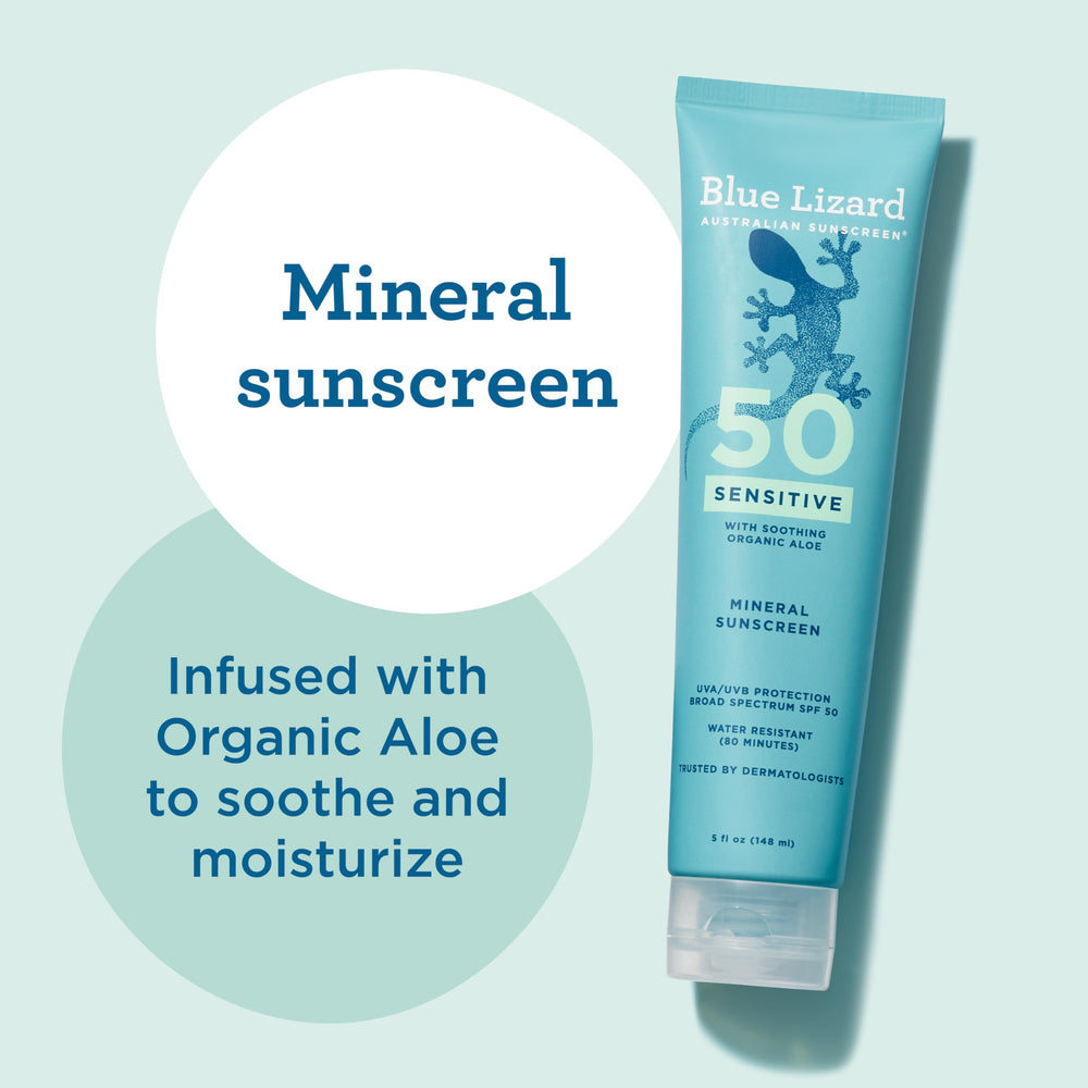 Blue Lizard applied on arm demonstrating gentle coverage for sensitive skin