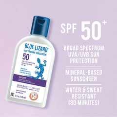BLUE LIZARD close-up texture of lotion showing easy spreadability