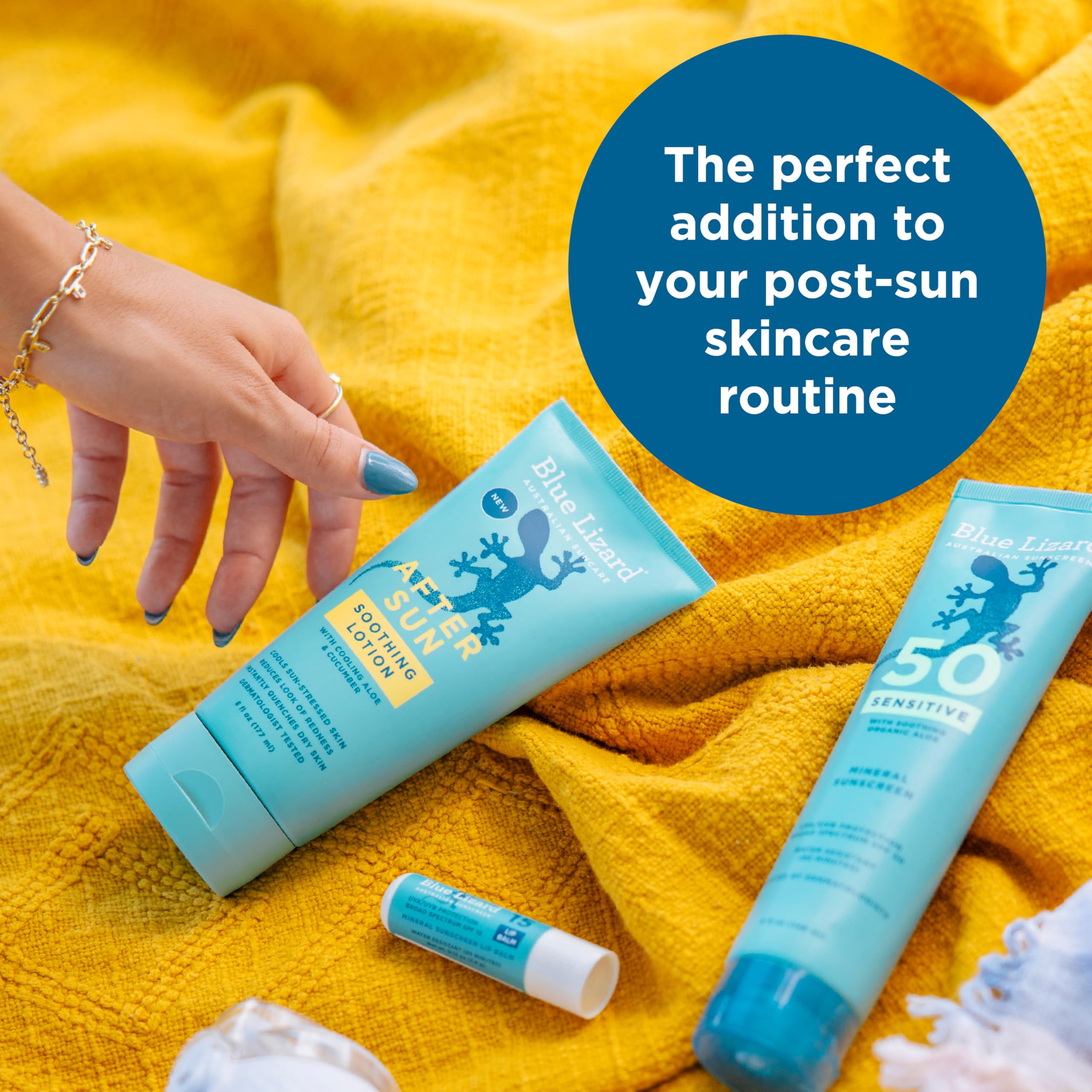 Lotion absorbed into skin from Blue Lizard showing non-greasy finish