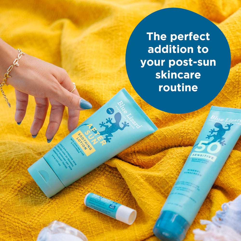 Lotion absorbed into skin from Blue Lizard showing non-greasy finish