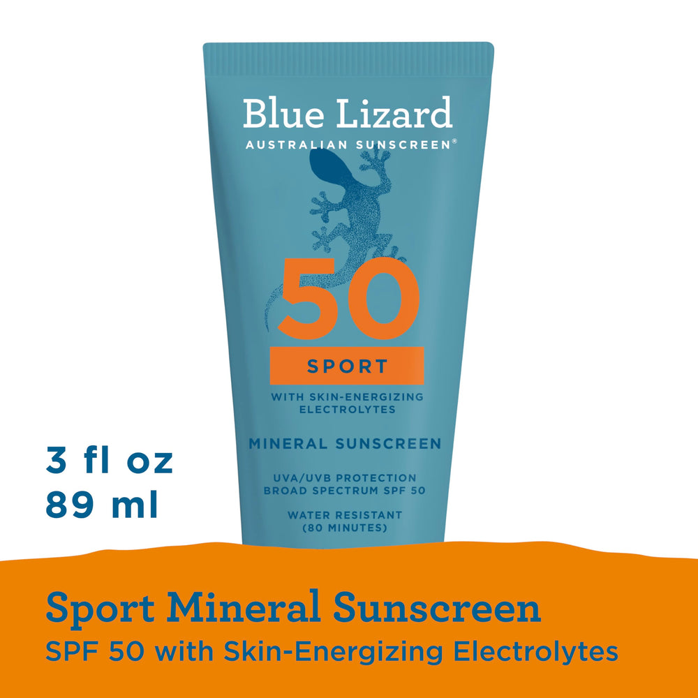 Runner applying Blue Lizard sunscreen before a workout to stay protected during exercise