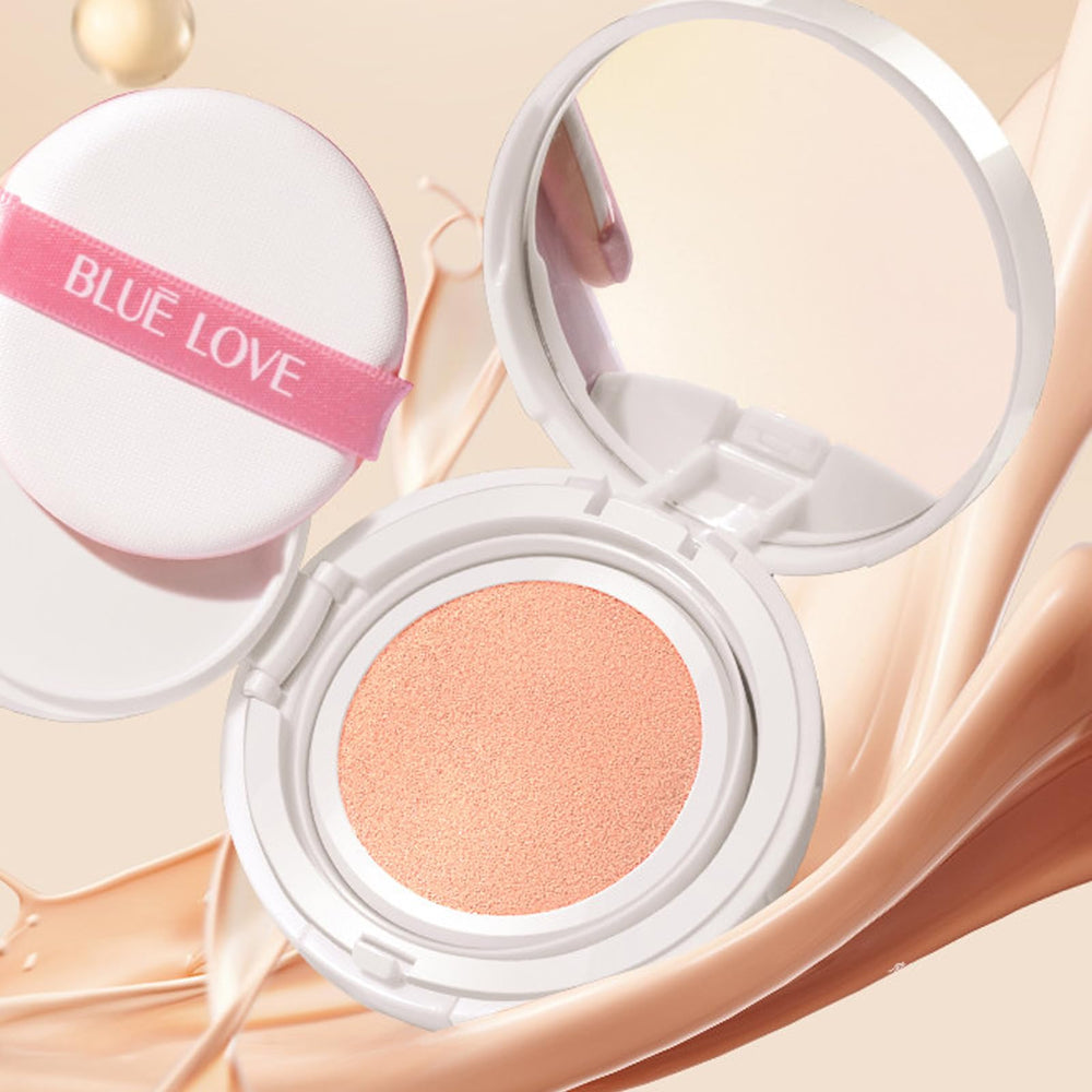 BLUE LOVE shade swatches on arm showing Natural and Ivory matching options