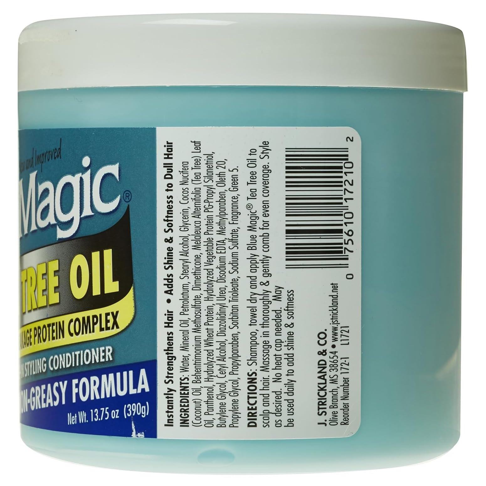 Blue Magic close-up of creamy leave-in texture being applied for smoother hair
