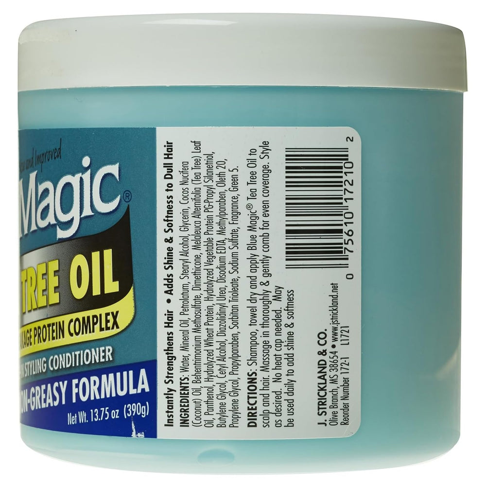Blue Magic close-up of creamy leave-in texture being applied for smoother hair