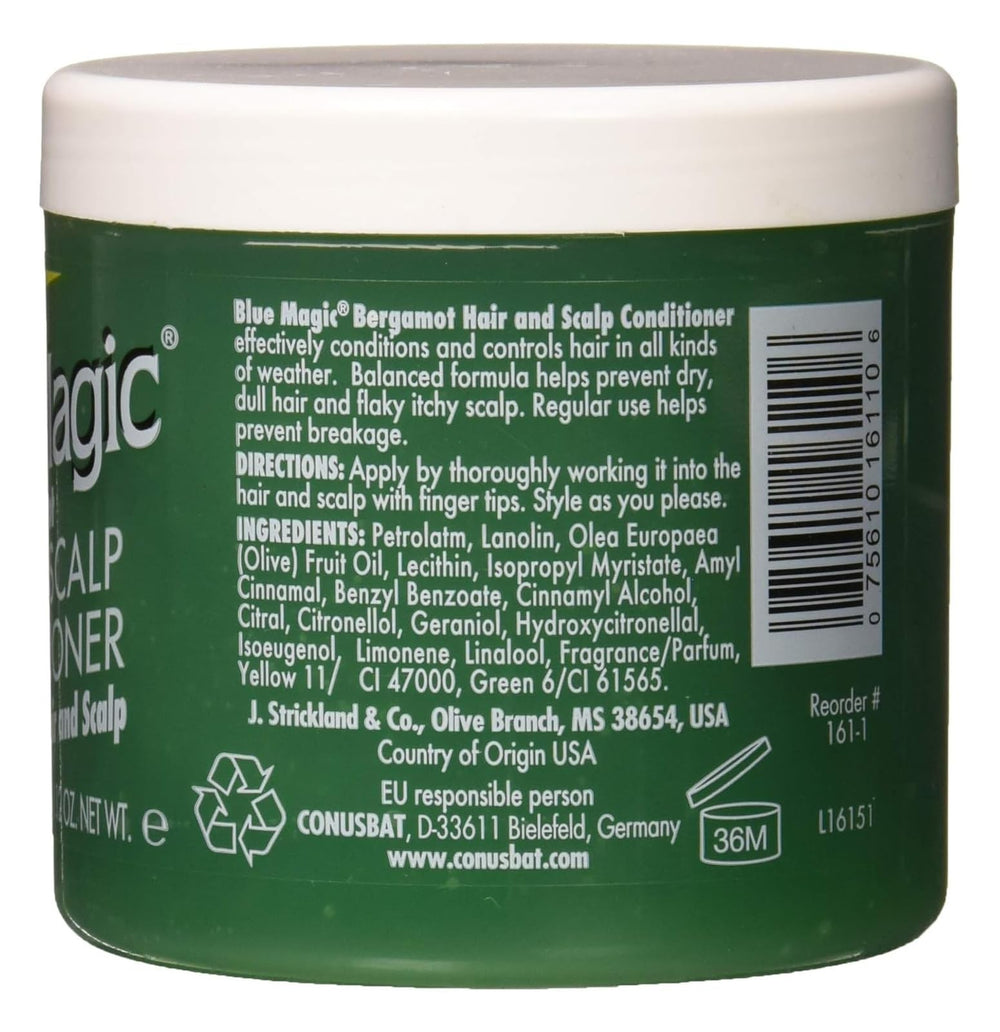 Blue Magic conditioner cream texture closeup illustrating smooth application benefit