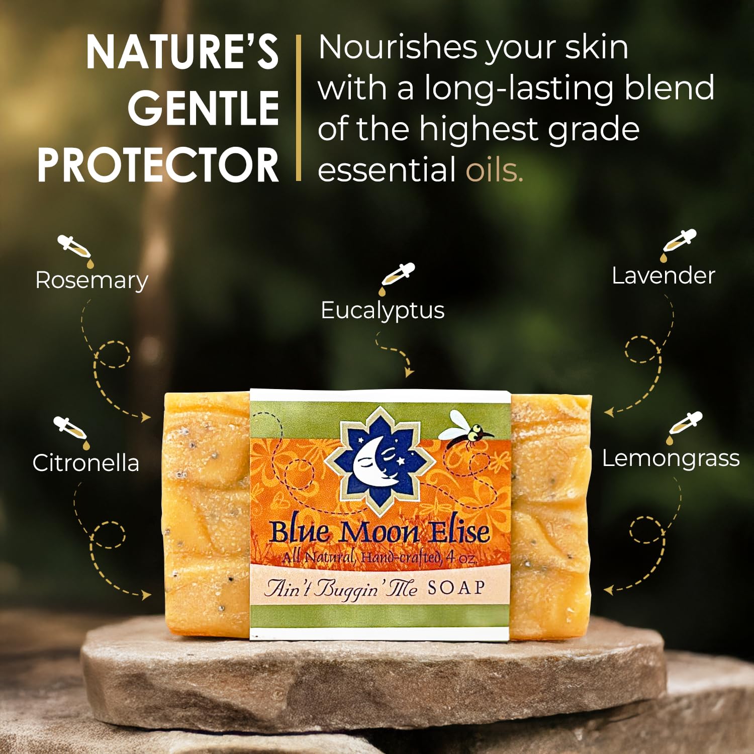Blue Moon Elise soap texture close-up highlighting gentle lather benefit