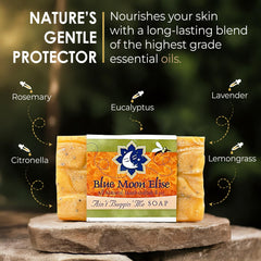 Blue Moon Elise soap texture close-up highlighting gentle lather benefit