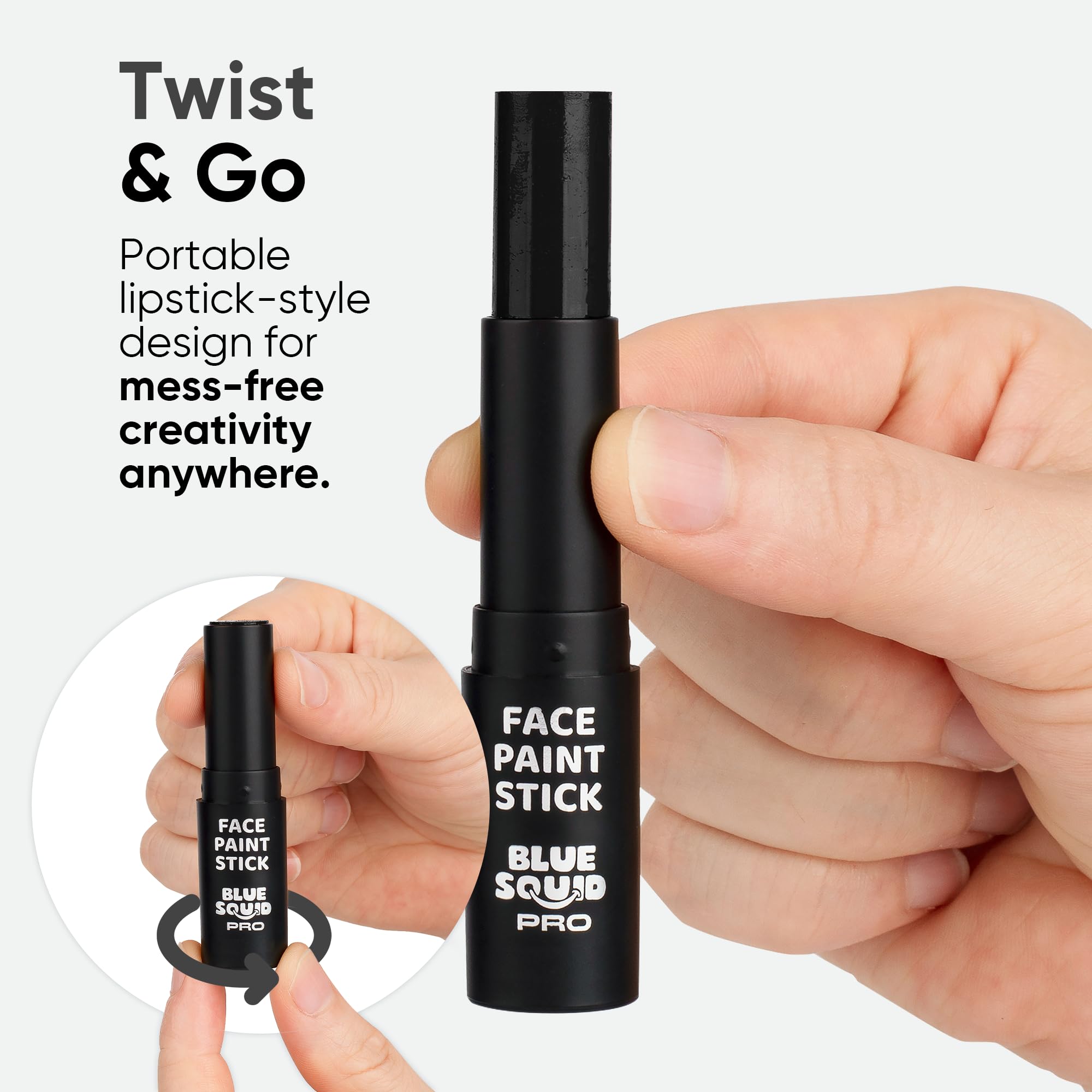 Blue Squid twist-up action showing mess-free, precise application benefit