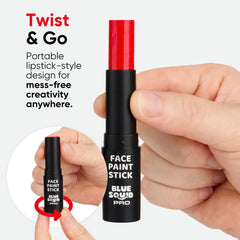 Blue Squid full-face cosplay look in red white and black showcasing vibrancy