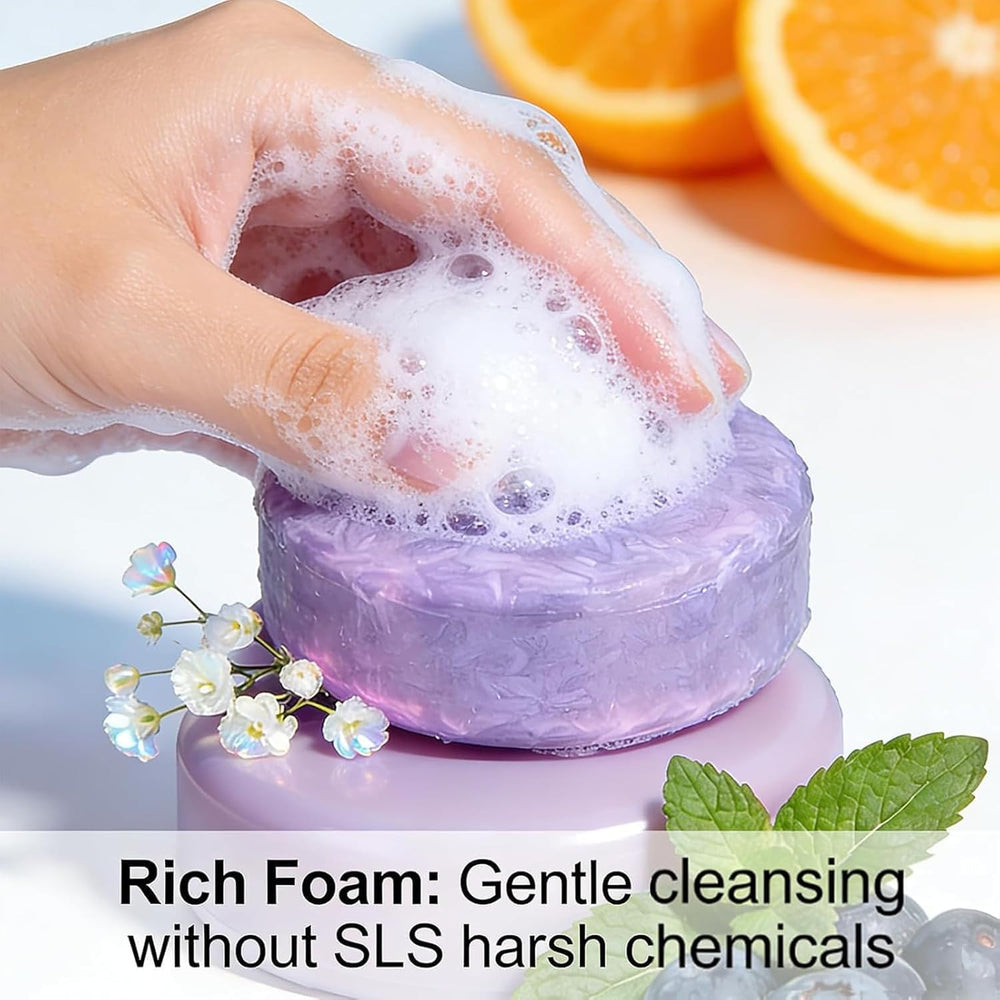 Generic Blueberry Fields bars producing gentle lather to cleanse without sulfates