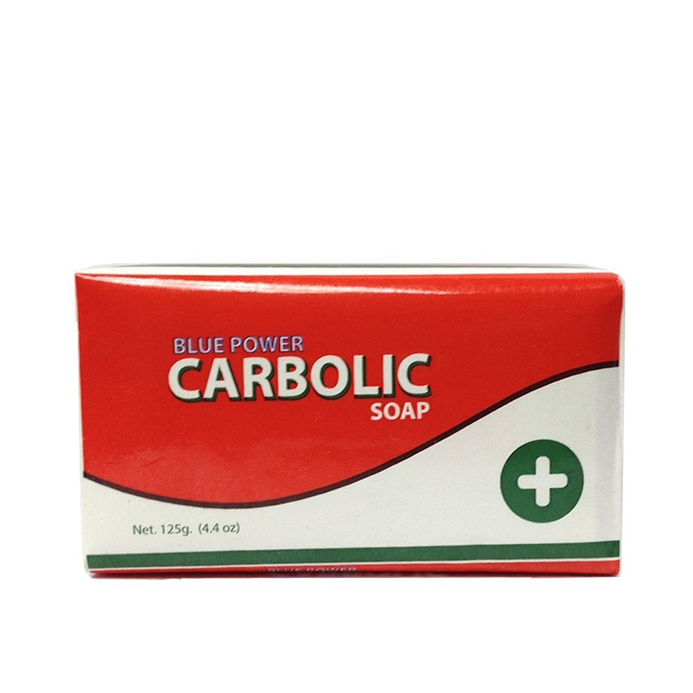 BluePower carbolic soap front packaging showing bar and label, evokes dependable cleansing