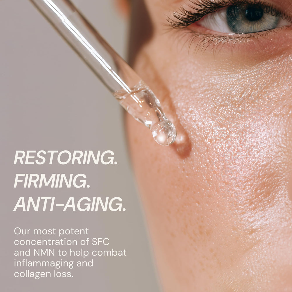 Blueprint Bryan Johnson texture drop close-up showing lightweight hydrating formula benefit