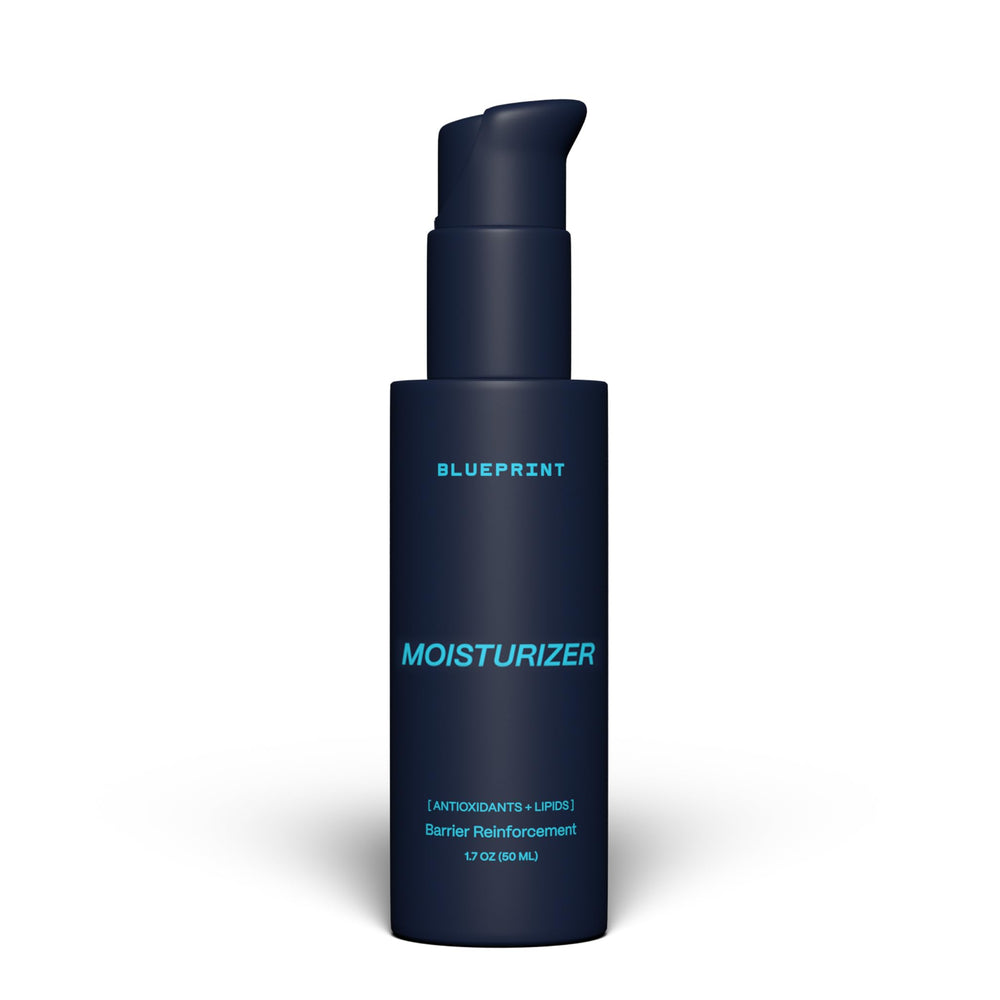 Blueprint Bryan Johnson moisturizer jar front view showing clean packaging and daily use benefit