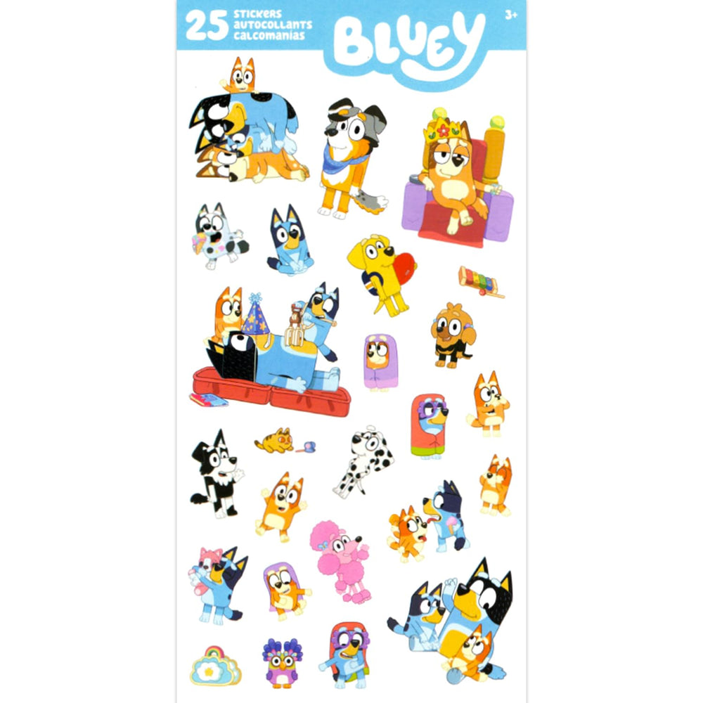 Bluey stickers and Barn Bots door hanger laid flat, fun extras